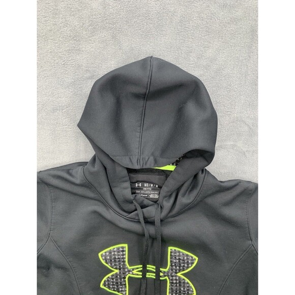 Cold Gear Under Armour Hoodie M Semi-Fitted Unisex Adults Gray Yellow Logo - Picture 10 of 14
